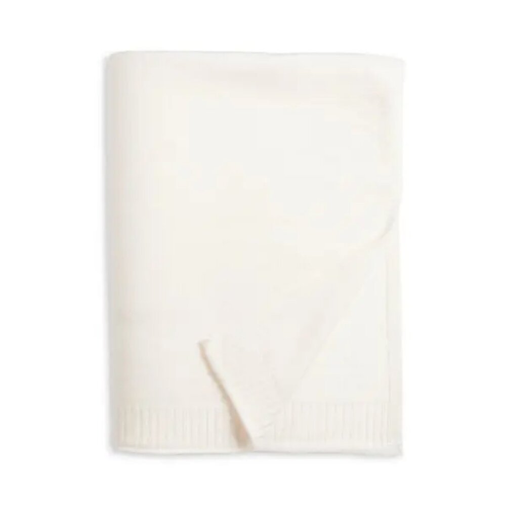 Aqua Cashmere Throw Blanket in Ivory